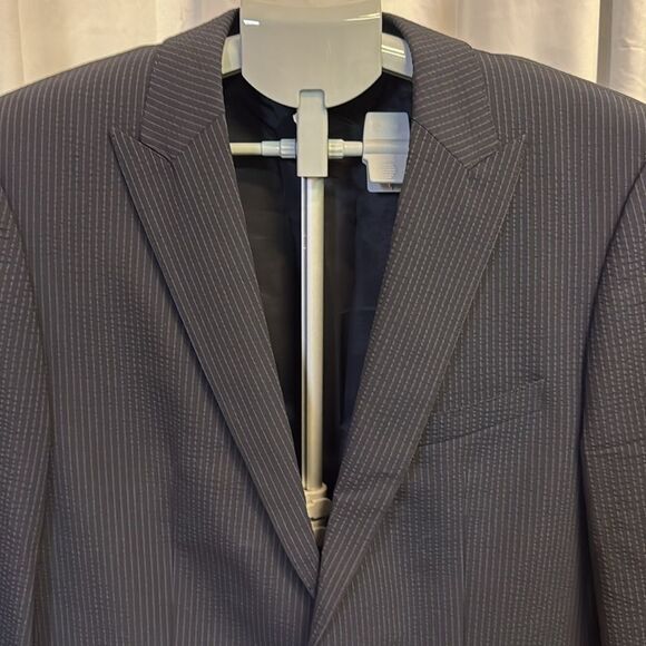 Hugo Boss Travel Seersucker Pin Stripe Stretch Blue Sports Jacket Size 40R C36 - Picture 3 of 12